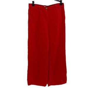 J.Jill Women Size 2  Linen Wide Leg Pants Red orange lagenlook Boho Festival